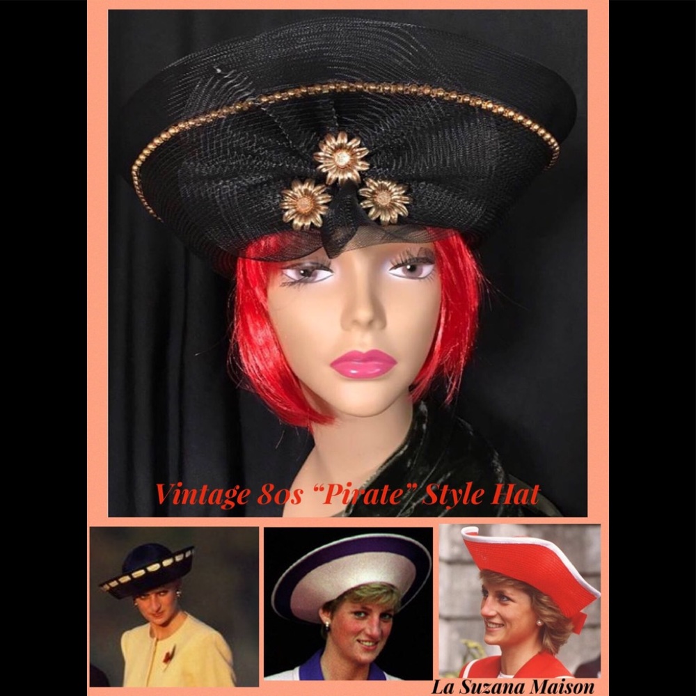 Unique & Eccentric 1980s “Pirate” Style Black Hat